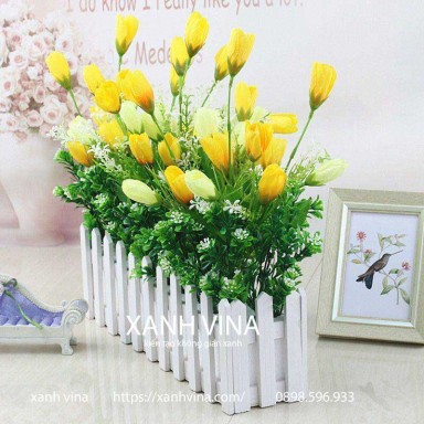 Hàng rào hoa tuylip giả